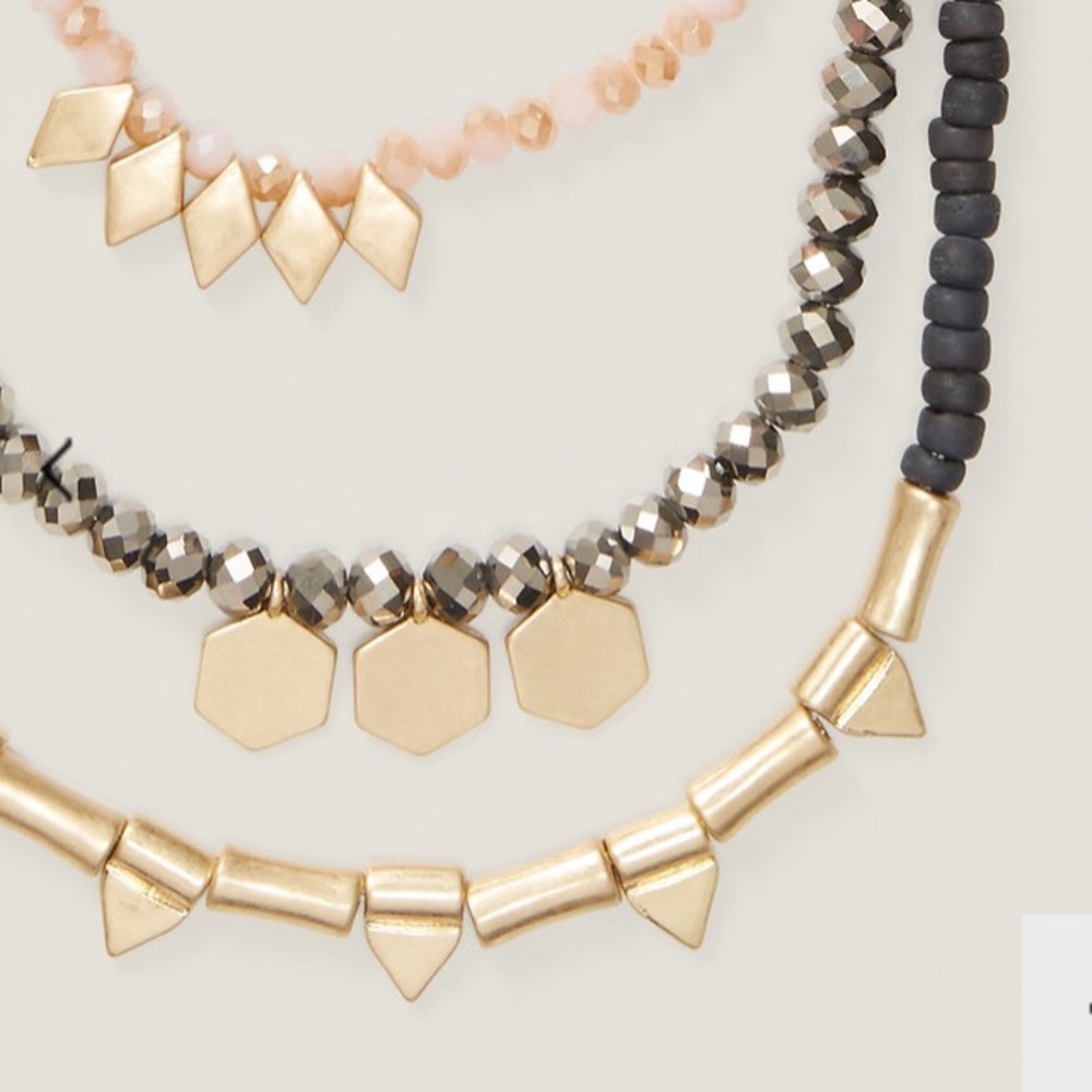 LOFT Gold and Black Multi-Strand Necklace